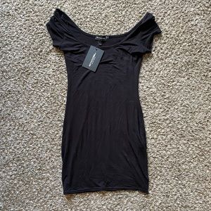 PrettyLittleThing petite black cap sleeve mini dress